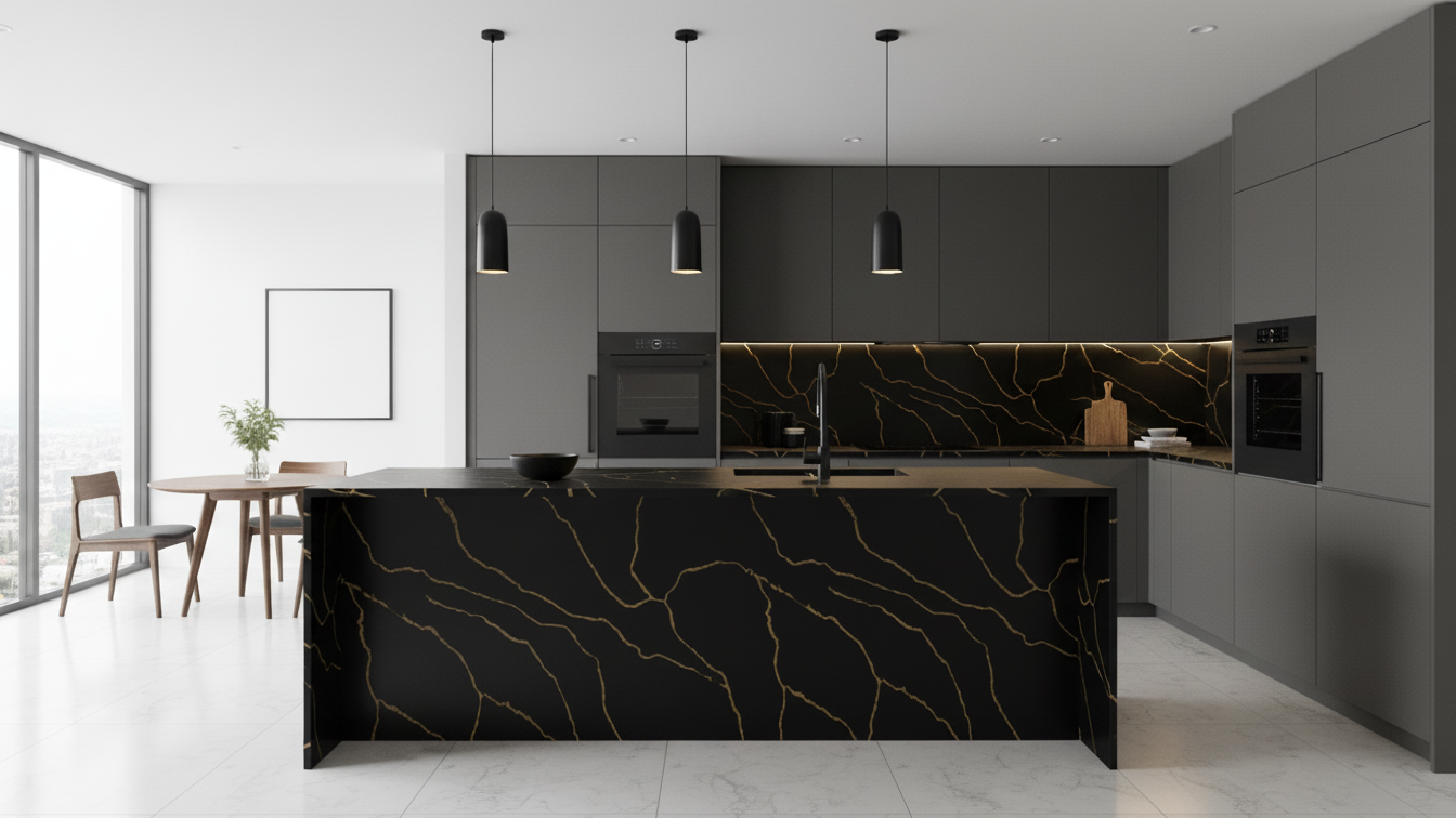 Engineered quartz kitchen countertop project